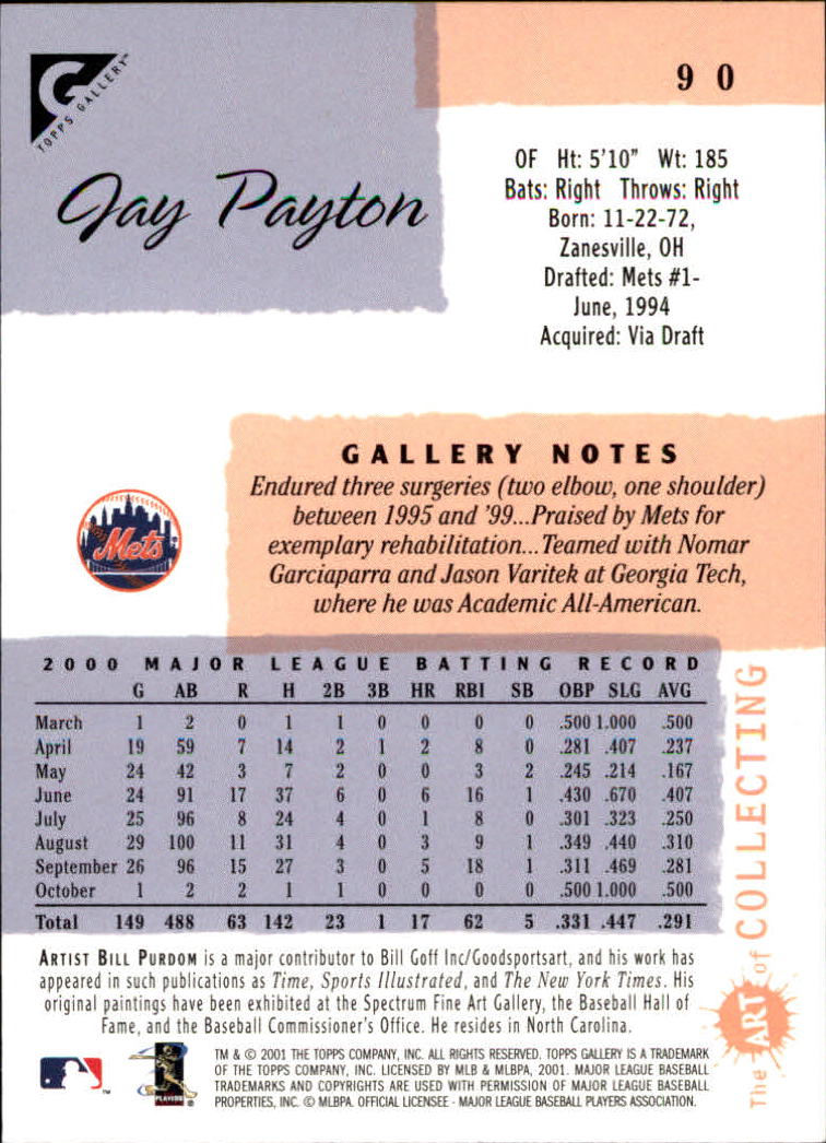 2001 Topps Gallery #90 Jay Payton back image