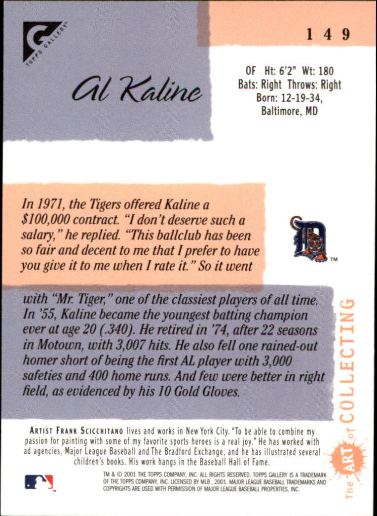 2001 Topps Gallery #149 Al Kaline back image