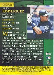 2001 Topps Golden Anniversary #GA23 Alex Rodriguez back image
