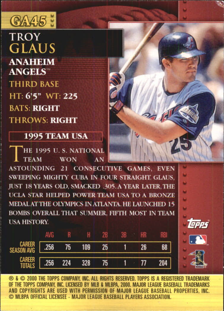 2001 Topps Golden Anniversary #GA45 Troy Glaus back image