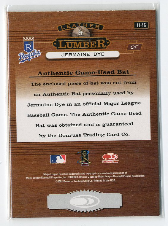 2001 Studio Leather and Lumber #LL46 Jermaine Dye back image