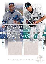 2001 SP Game Used Edition Authentic Fabric Duos #SR Sammy Sosa/Alex Rodriguez