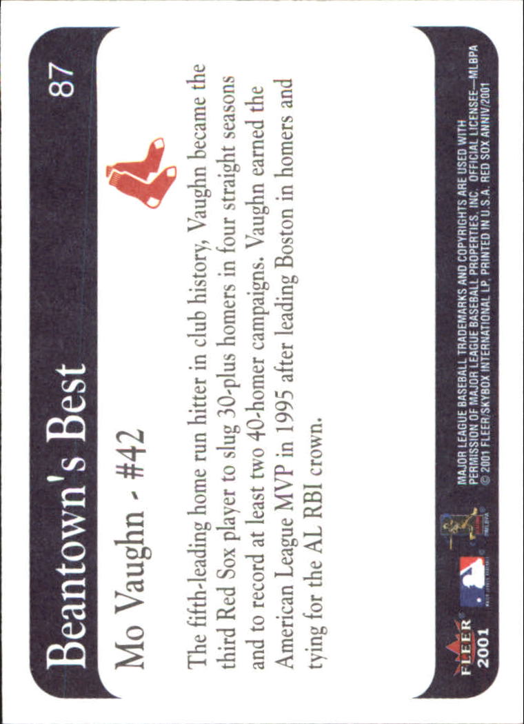 2001 Fleer Red Sox 100th #87 Mo Vaughn BB back image