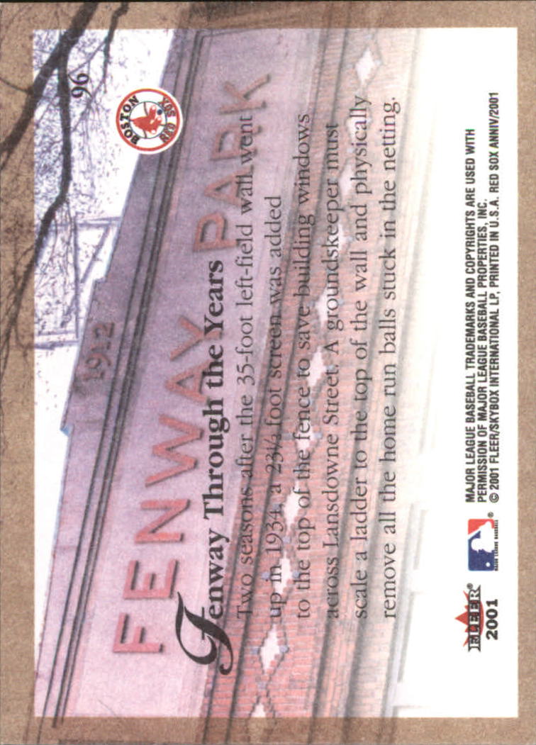 2001 Fleer Red Sox 100th #96 Fenway Park back image
