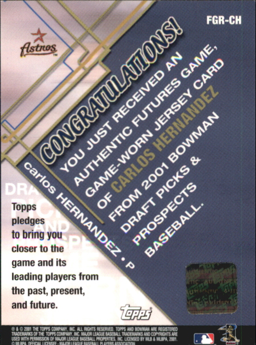 2001 Bowman Draft Futures Game Relics #FGRCH Carlos Hernandez back image