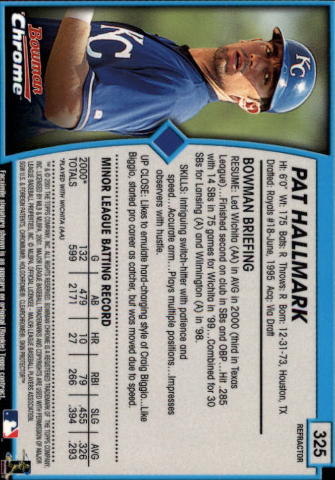 2001 Bowman Chrome #325 Pat Hallmark RC back image