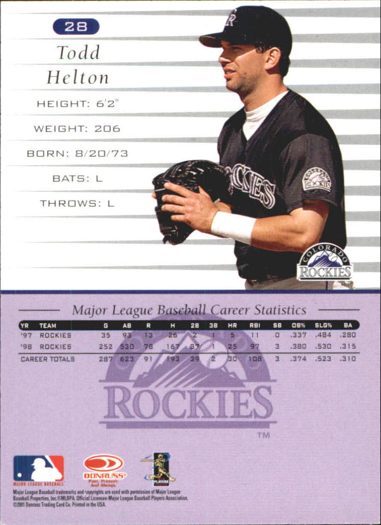 A8497- 2001 Donruss Baseball Karten 1-150 + Einsätze -du Pick- 15 + Free US - Bild 307 von 398
