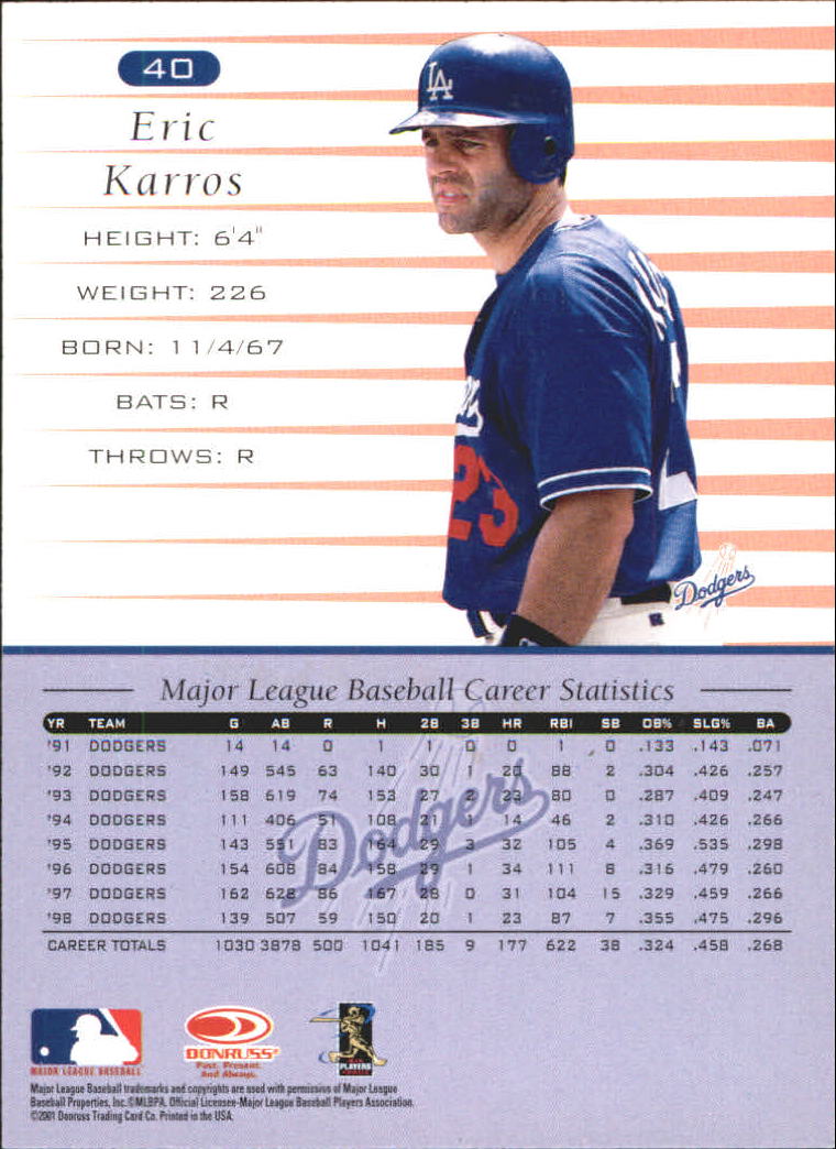 A8497- 2001 Donruss Baseball Karten 1-150 + Einsätze -du Pick- 15 + Free US - Bild 319 von 398