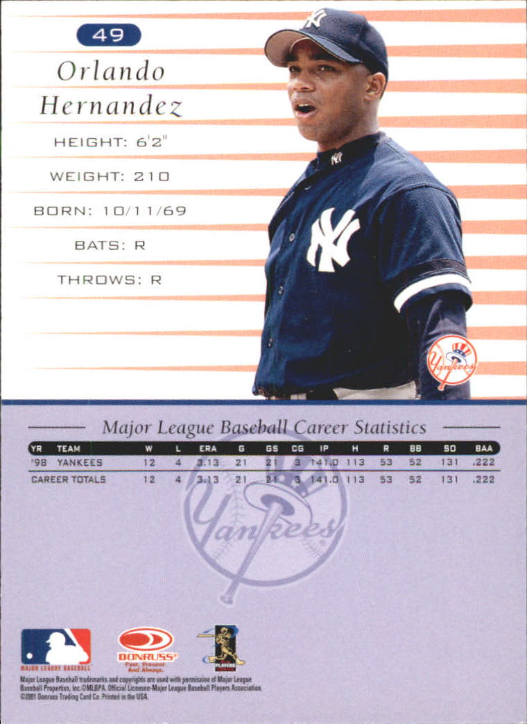 A8497- 2001 Donruss Baseball Karten 1-150 + Einsätze -du Pick- 15 + Free US - Bild 331 von 398