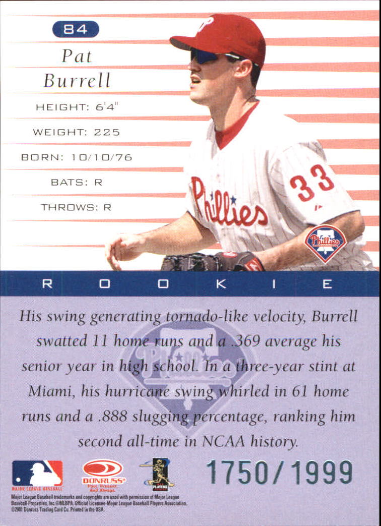 A8497- 2001 Donruss Baseball Karten 1-150 + Einsätze -du Pick- 15 + Free US - Bild 381 von 398