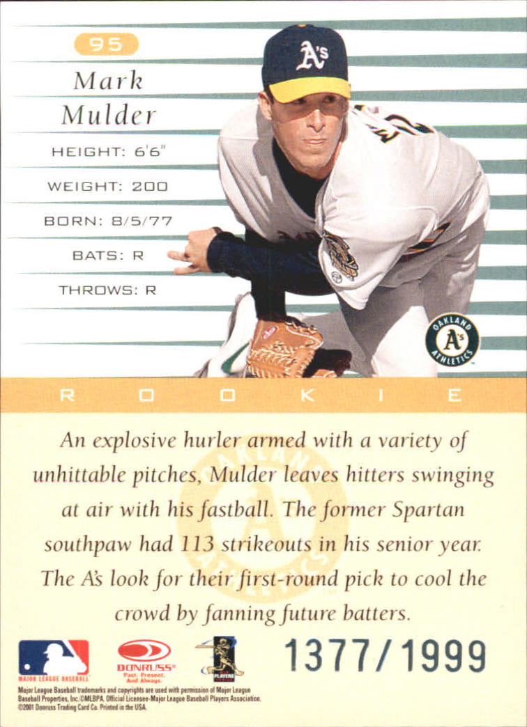 A8497- 2001 Donruss Baseball Karten 1-150 + Einsätze -du Pick- 15 + Free US - Bild 393 von 398