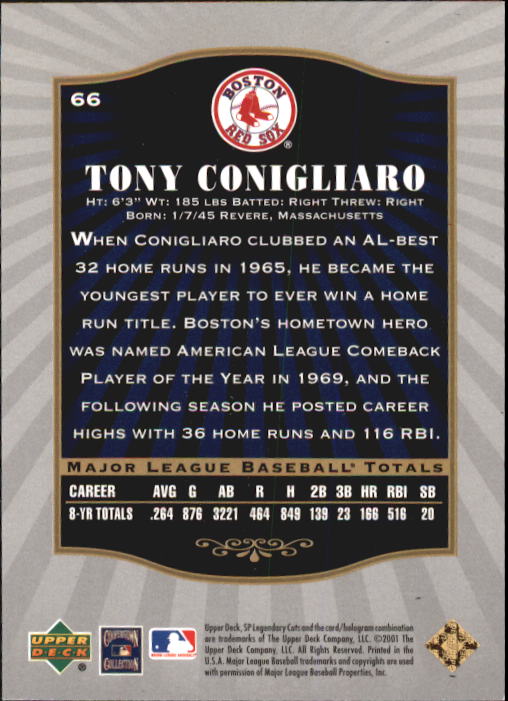 2001 SP Legendary Cuts #66 Tony Conigliaro back image