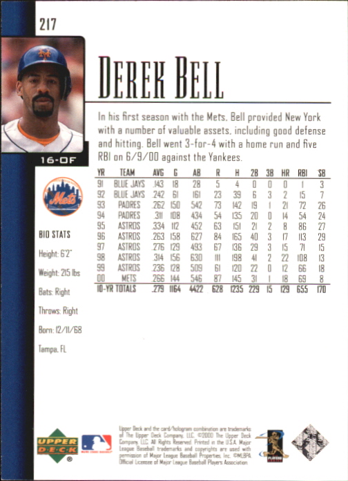 2001 Upper Deck Exclusives Gold #217 Derek Bell back image