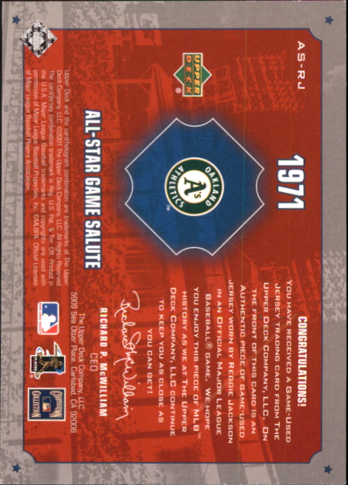 Ken Griffey Jr 2001 Upper Deck All Star Game Salute Game Used