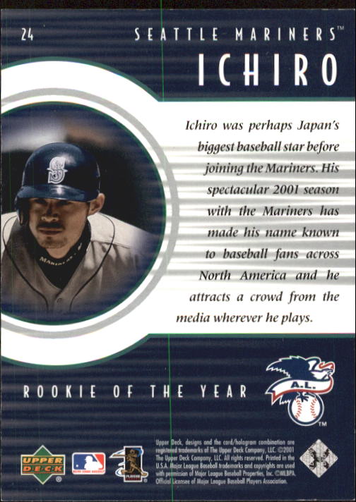 2001 Upper Deck Rookie Update Ichiro Tribute #24 Ichiro Suzuki back image