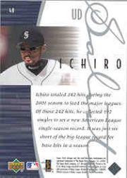 2001 Upper Deck Rookie Update Ichiro Tribute #40 Ichiro Suzuki SAL back image
