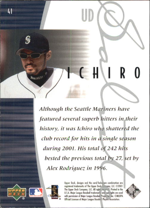 2001 Upper Deck Rookie Update Ichiro Tribute #41 Ichiro Suzuki SAL back image