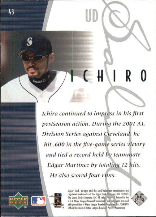 2001 Upper Deck Rookie Update Ichiro Tribute #43 Ichiro Suzuki SAL back image