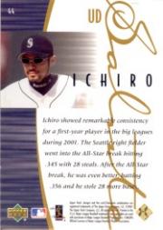 2001 Upper Deck Rookie Update Ichiro Tribute Gold #44 Ichiro Suzuki SAL back image