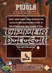 2001 Upper Deck Gold Glove #130 Albert Pujols GD RC back image