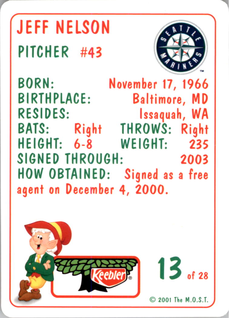 1993 Fleer Seattle Mariners Baseball Card #311 Jeff Nelson