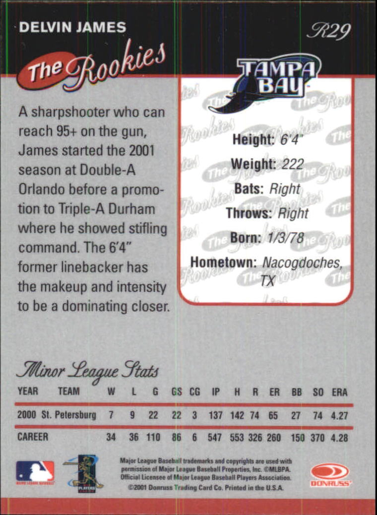 2001 Donruss Baseball's Best Bronze Rookies #R29 Delvin James back image