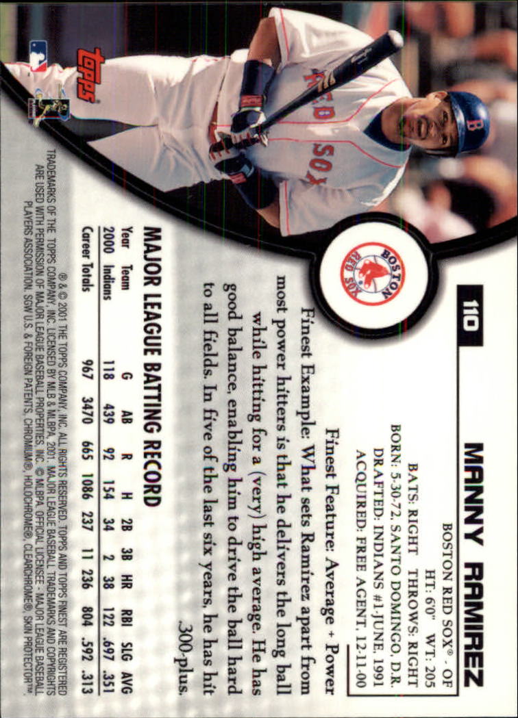 2001 Finest #110 Manny Ramirez Sox back image