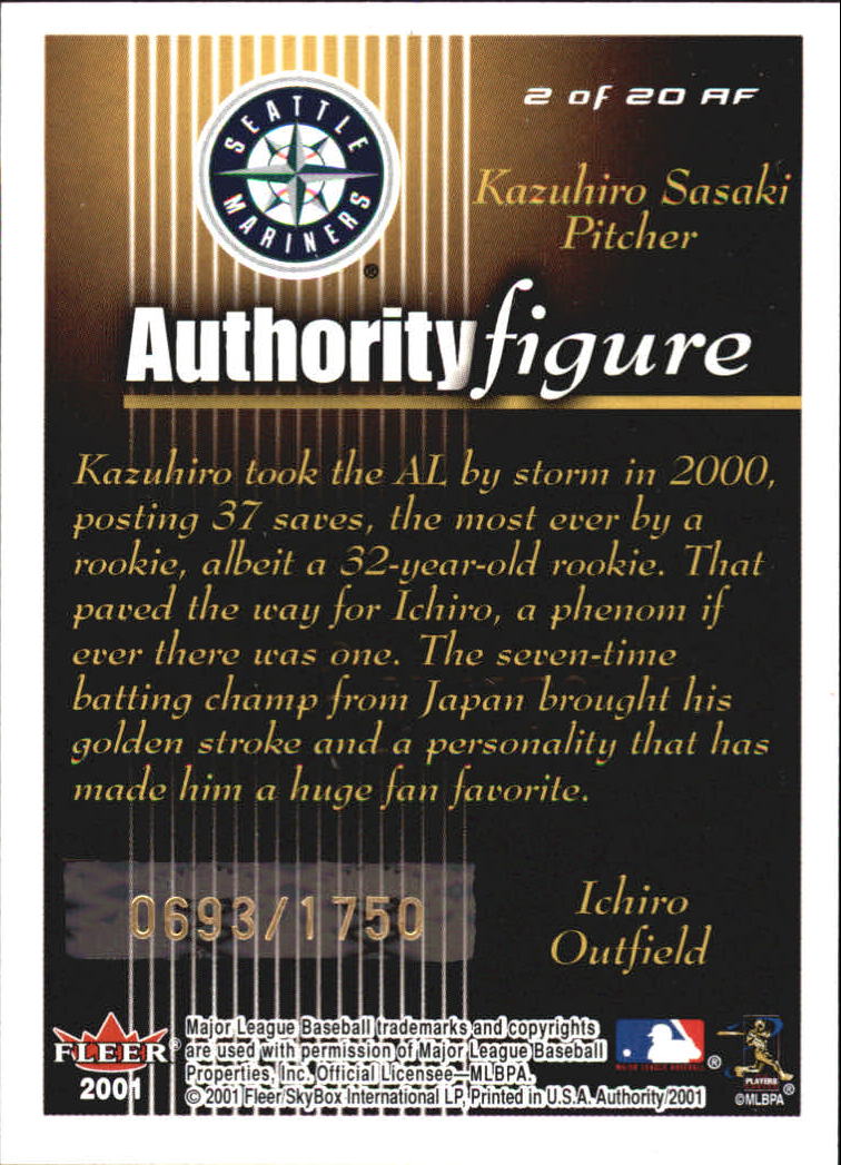 2001 Fleer Authority Figures #2 K.Sasaki/I.Suzuki back image