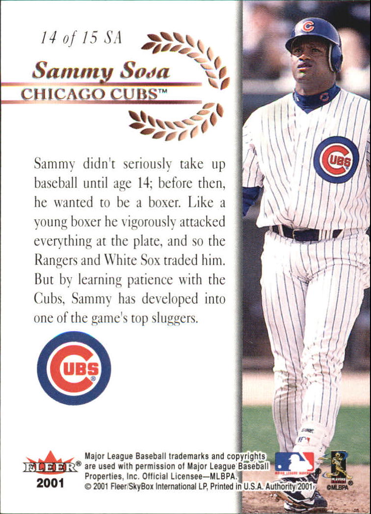 2001 Fleer Authority Seal of Approval #14 Sammy Sosa back image