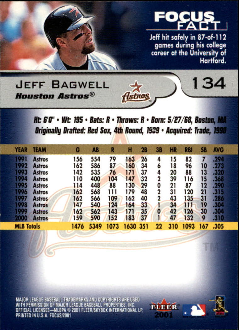 2001 Fleer Focus #134 Jeff Bagwell back image