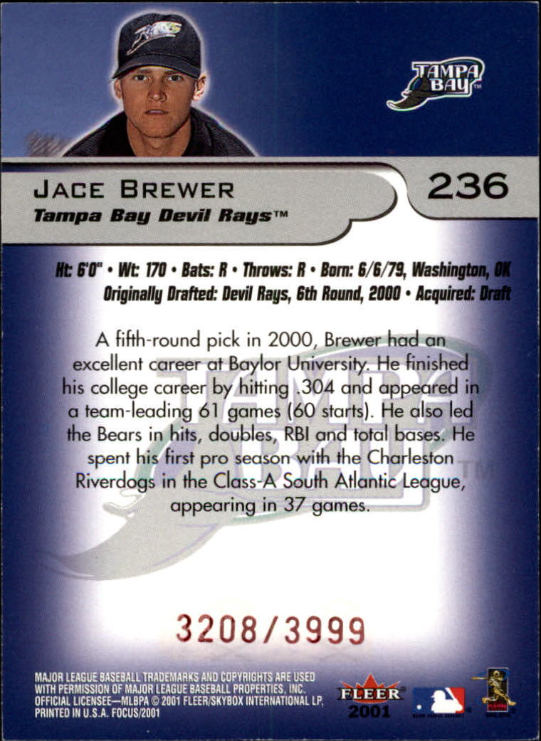 2001 Fleer Focus #236 Jace Brewer/3999 back image