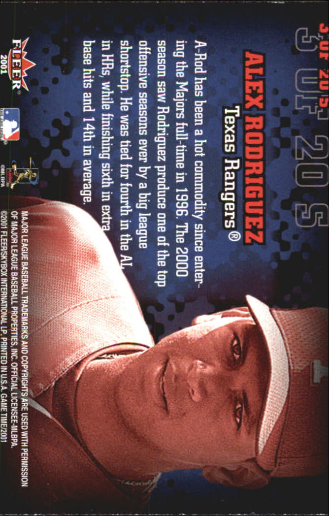 2001 Fleer Game Time Sticktoitness #3 Alex Rodriguez back image