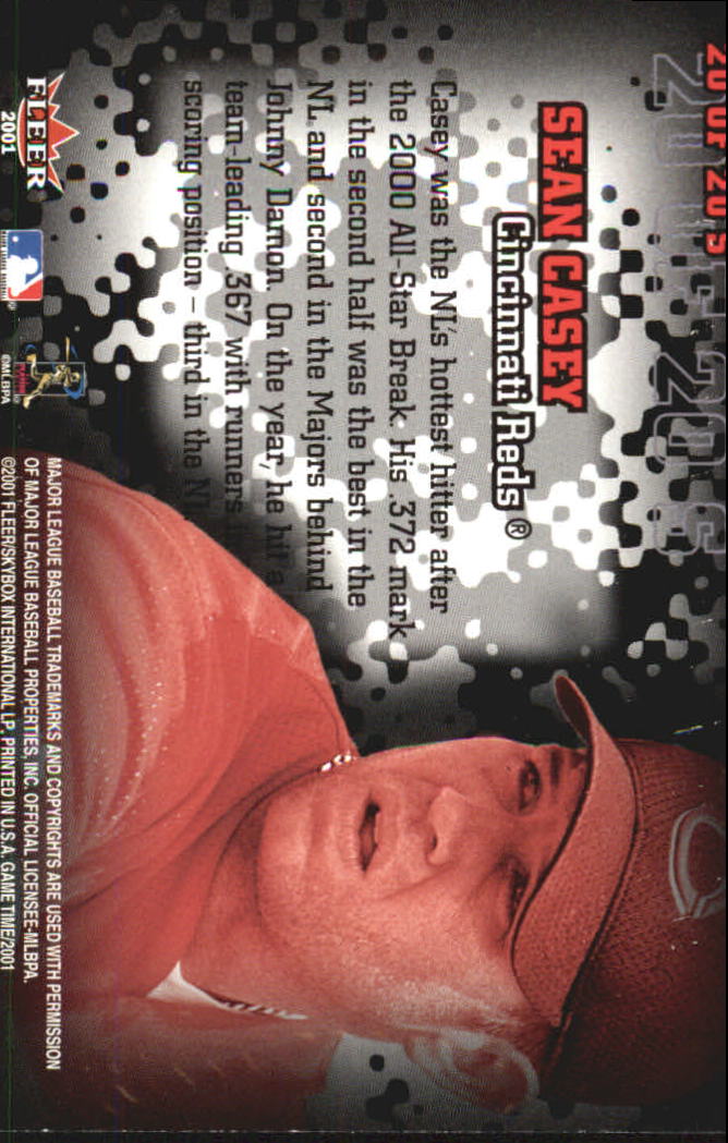 2001 Fleer Game Time Baseball "Insert and Parallel" Cards - Picture 19 of 19