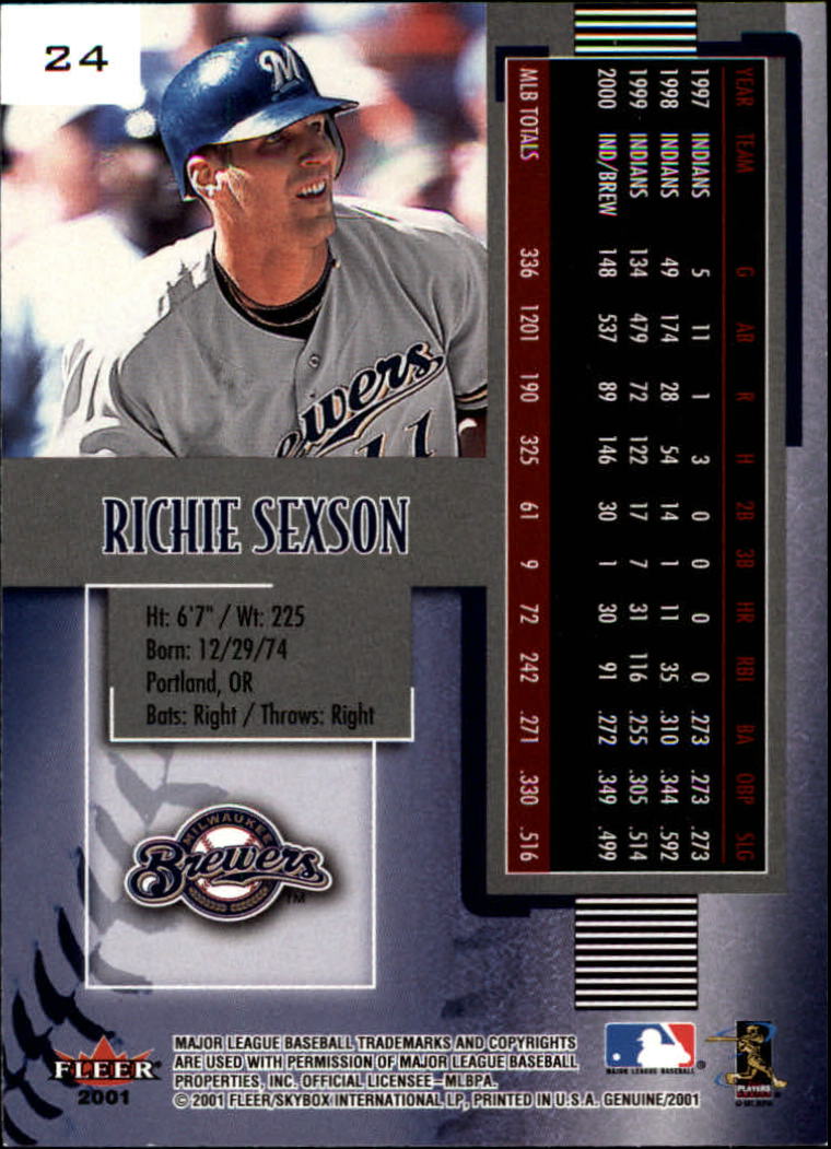 2001 Fleer Genuine Baseball "Main Set" Cards #1 to #128 Rookies and Veterans - Picture 49 of 205