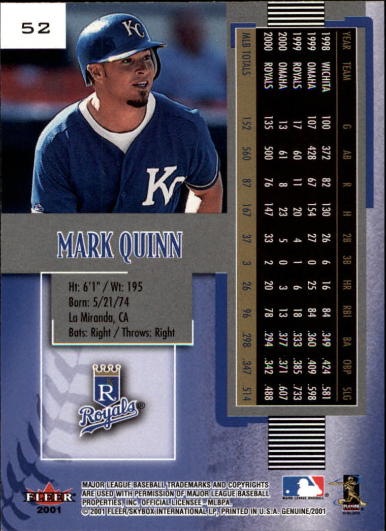 2001 Fleer Genuine Baseball "Main Set" Cards #1 to #128 Rookies and Veterans - Picture 103 of 205