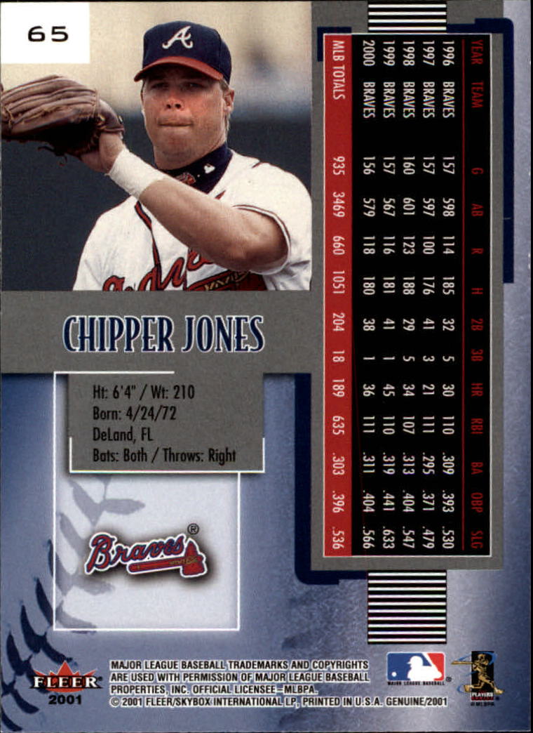 2001 Fleer Genuine #65 Chipper Jones back image