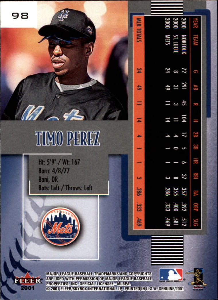 2001 Fleer Genuine Baseball "Main Set" Cards #1 to #128 Rookies and Veterans - Picture 191 of 205