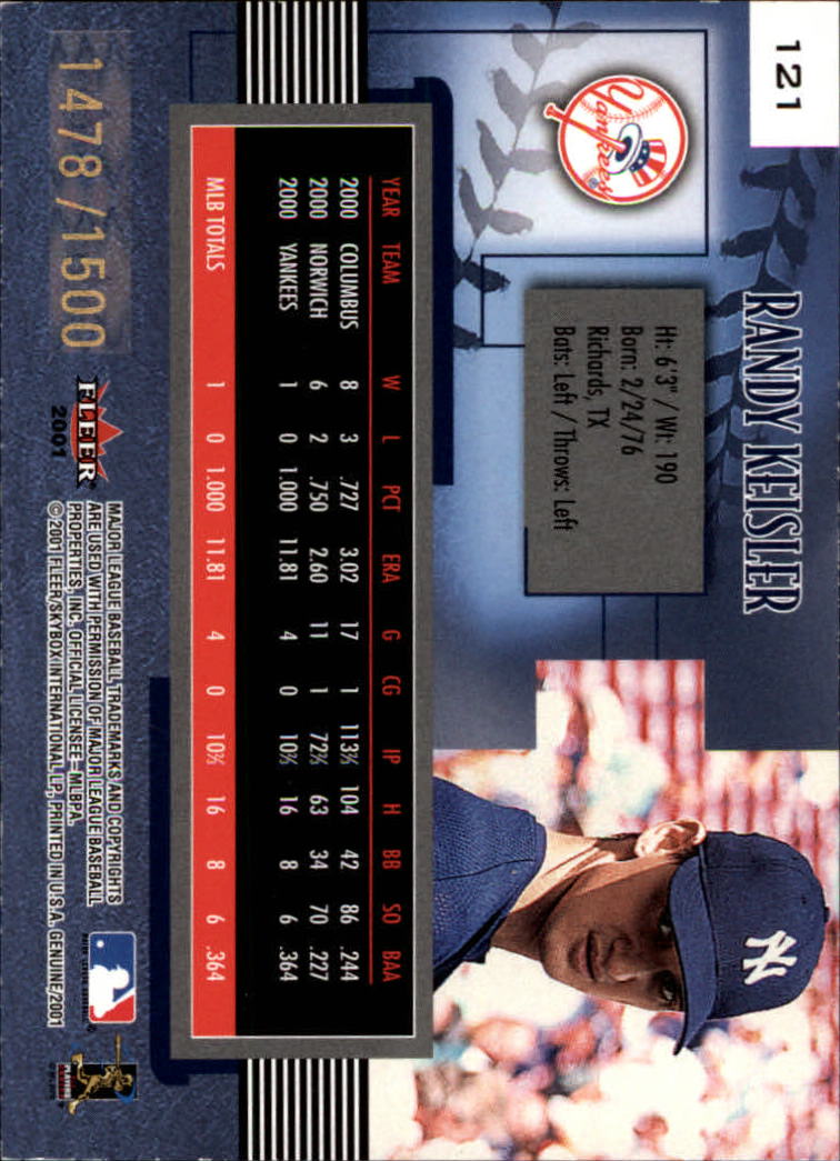 2001 Fleer Genuine Baseball "Main Set" Cards #1 to #128 Rookies and Veterans - Picture 199 of 205