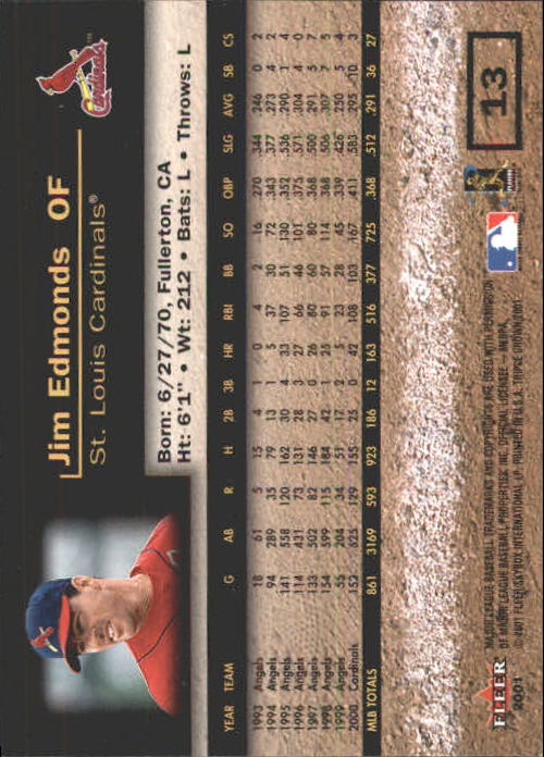 2001 Fleer Triple Crown Baseball "Main Set" Cards #1 to #150 - Picture 27 of 301