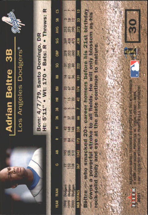 2001 Fleer Triple Crown Baseball "Main Set" Cards #1 to #150 - Picture 61 of 301
