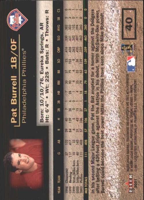2001 Fleer Triple Crown Baseball "Main Set" Cards #1 to #150 - Picture 81 of 301