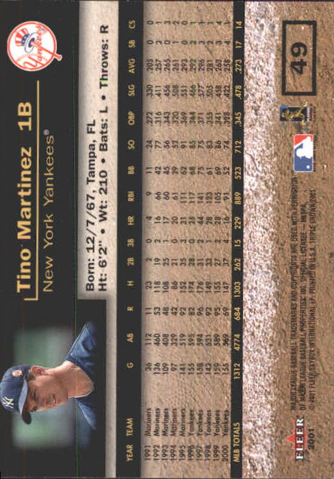 2001 Fleer Triple Crown Baseball "Main Set" Cards #1 to #150 - Picture 99 of 301