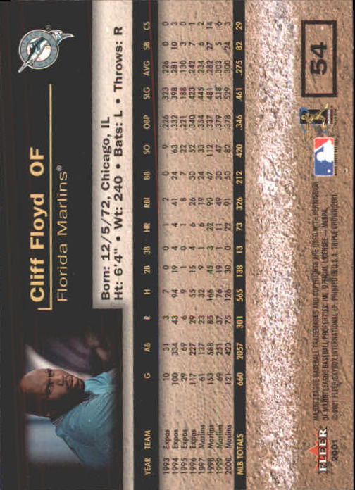 2001 Fleer Triple Crown Baseball "Main Set" Cards #1 to #150 - Picture 109 of 301