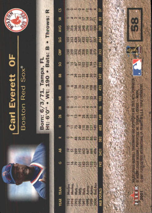 2001 Fleer Triple Crown Baseball "Main Set" Cards #1 to #150 - Picture 117 of 301