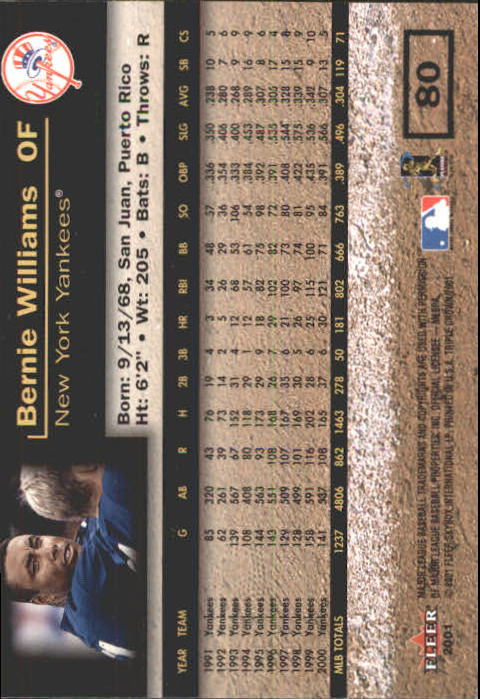 2001 Fleer Triple Crown Baseball "Main Set" Cards #1 to #150 - Picture 161 of 301