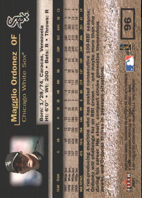 2001 Fleer Triple Crown #96 Magglio Ordonez back image