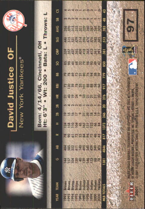 2001 Fleer Triple Crown Baseball "Main Set" Cards #1 to #150 - Picture 195 of 301