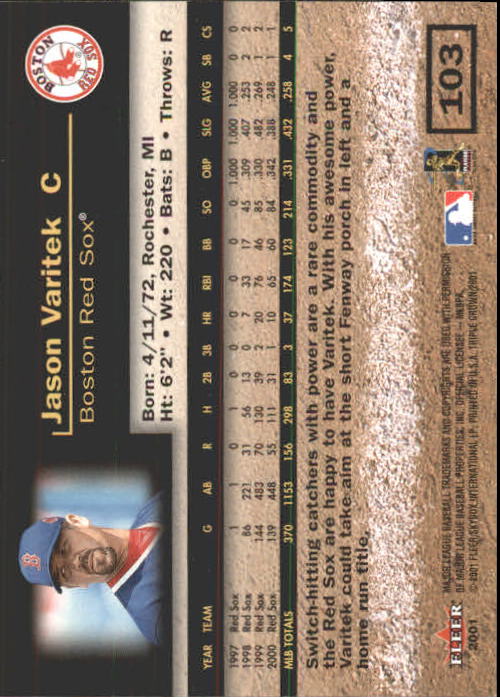 2001 Fleer Triple Crown Baseball "Main Set" Cards #1 to #150 - Picture 207 of 301