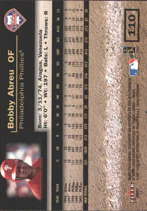 2001 Fleer Triple Crown Baseball "Main Set" Cards #1 to #150 - Picture 221 of 301