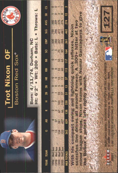 2001 Fleer Triple Crown Baseball "Main Set" Cards #1 to #150 - Picture 255 of 301